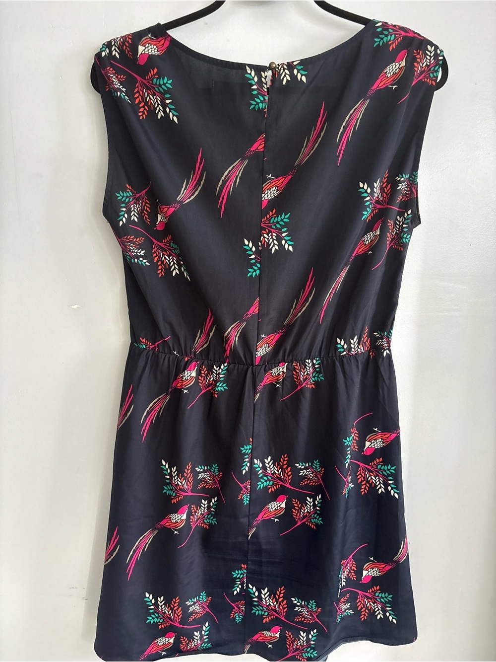 GAP Black Mini Dress with Pink & Teal Bird Print - Picture 4 of 4